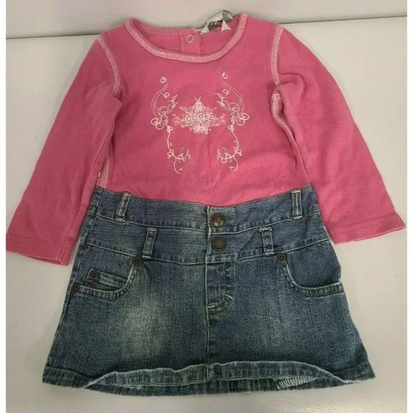 GUESS Jeans Toddler Baby Girls Dress Size 2T Pink - Picture 1 of 9